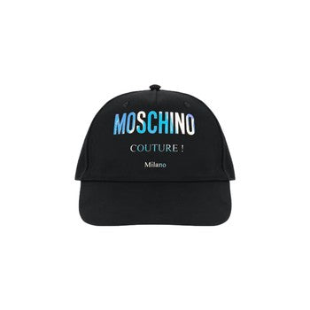 MOSCHINO HOLOGRAPHIC LOGO CANVAS HAT BLACK