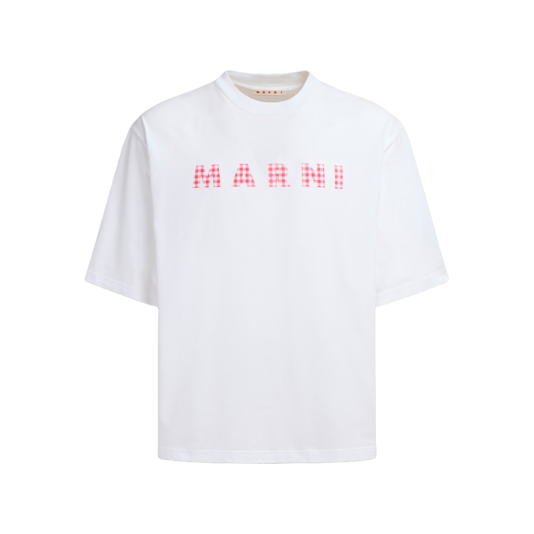 CREWNECK T-SHIRT WITH CHECKED MARNI LOGO