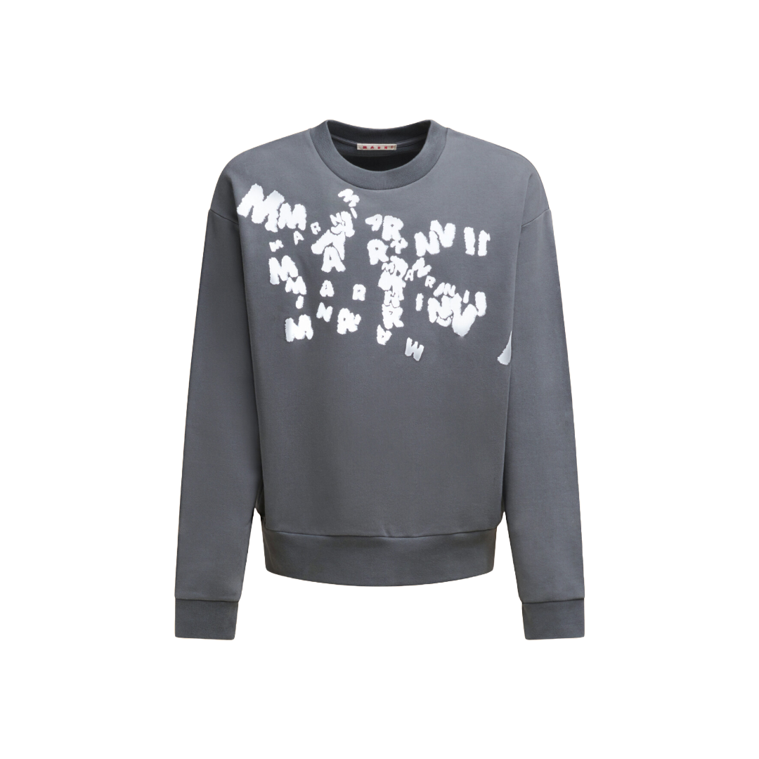 GREY JERSEY SWEATSHIRT WITH MARNI CAOS LOGO