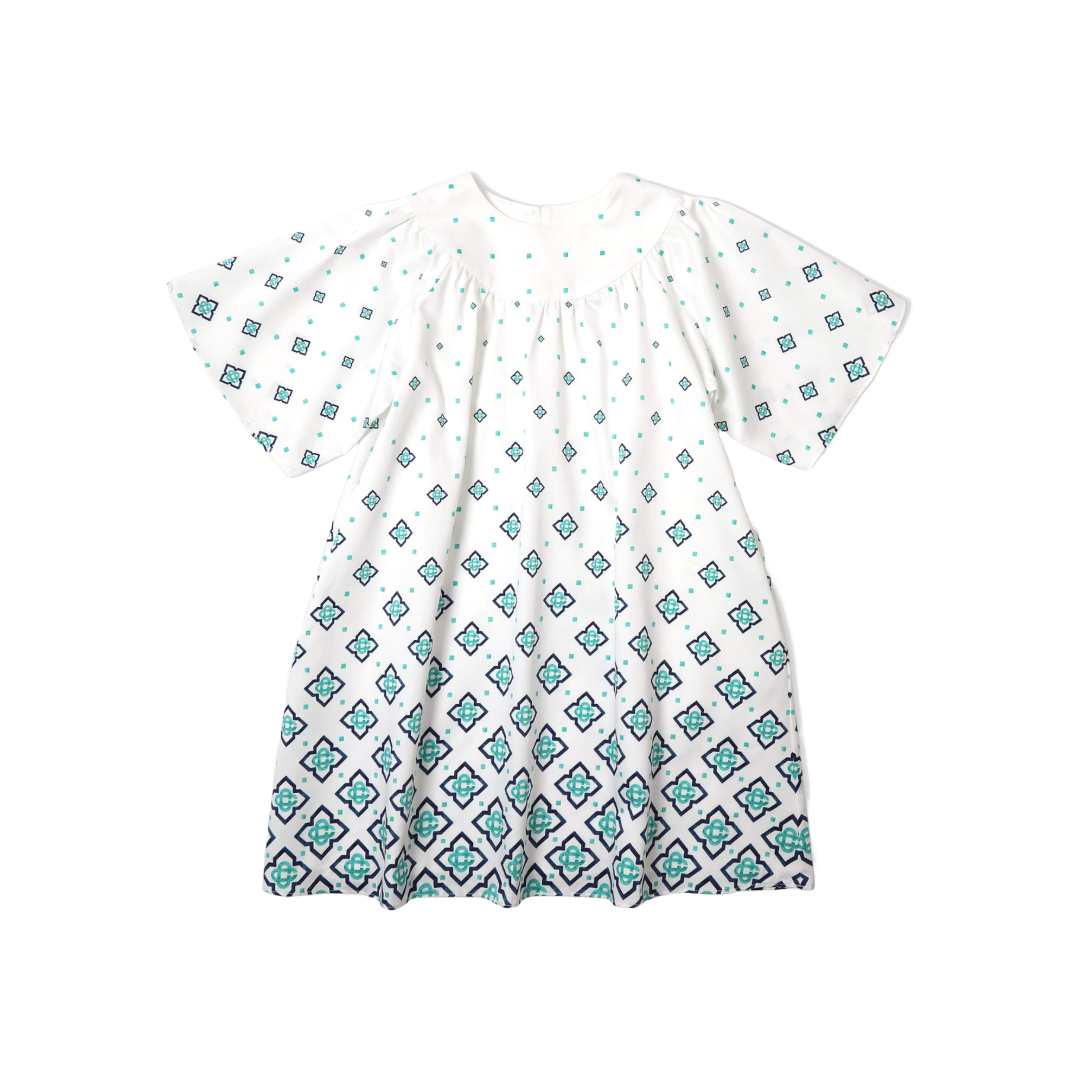 KIDS MONOGRAM DRESS IN BLUE