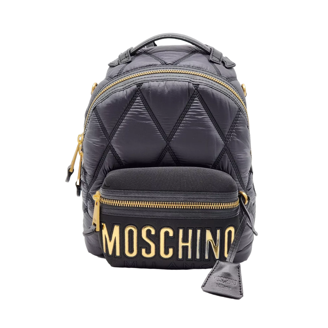 MOSCHINO QUILTED NYLON BACKPACK BLACK