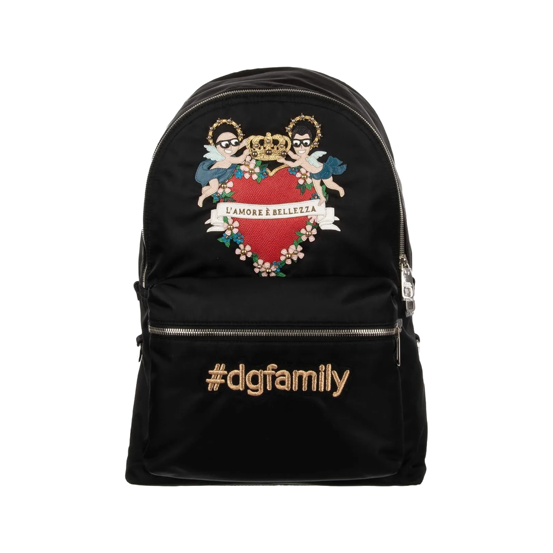 NYLON FAMILY PATCHWORK BACKPACK BLACK