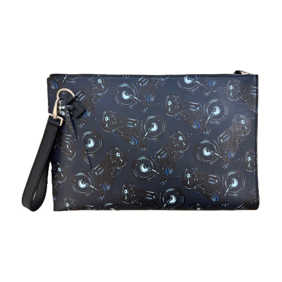 SALVATORE FERRAGAMO MOTORCYCLE PRINT POUCH