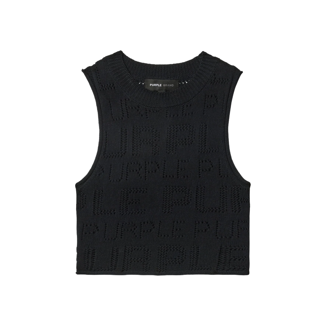 POINTELLE SWEATER VEST BLACK