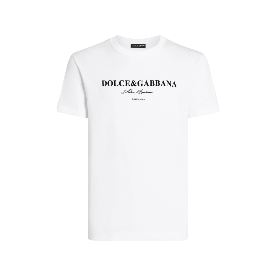 COTTON T-SHIRT WITH PRINT IN WHITE