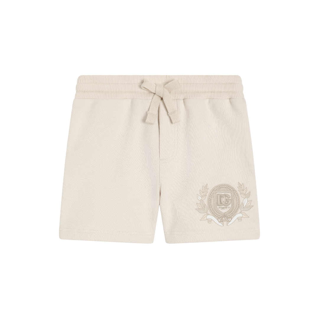 BEIGE FLEECE SHORTS WITH DG LOGO