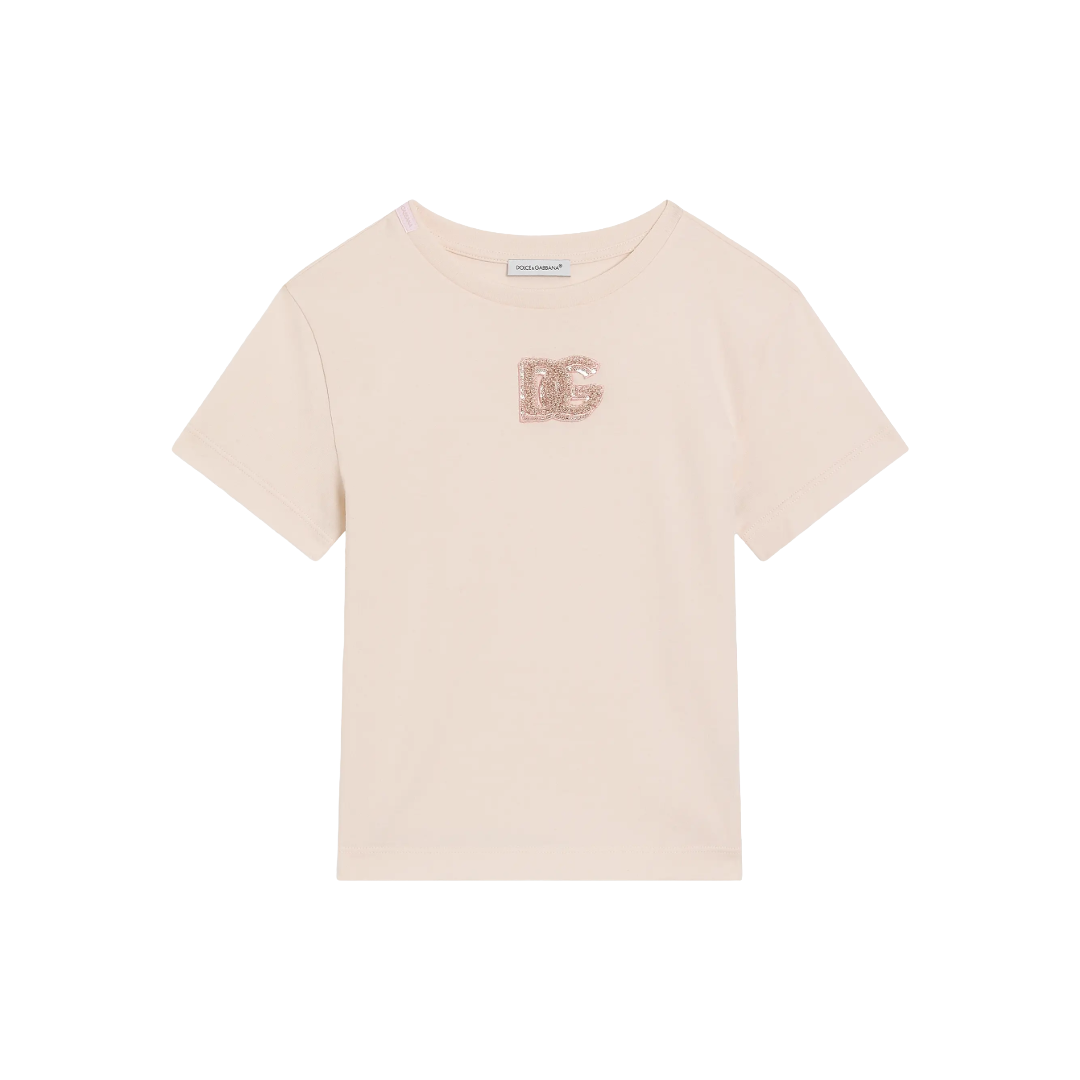 LIGHT PINK T-SHIRT WITH DG LOGO