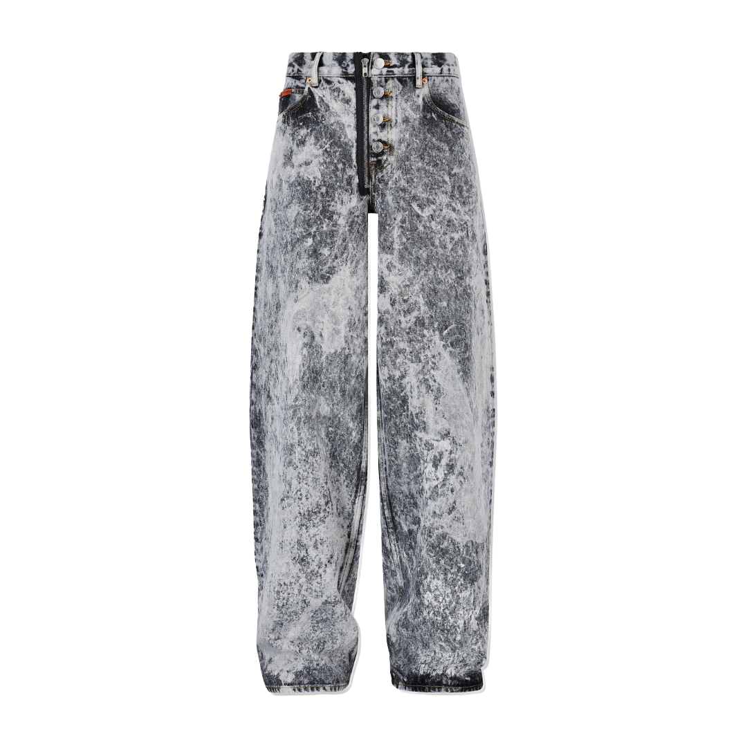 ZIP HEM JEAN GREY ACID WASH